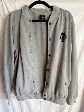 Y2K Vintage Crooks & Castles Mens Gray Varsity Logo Jacket Large Streetwear